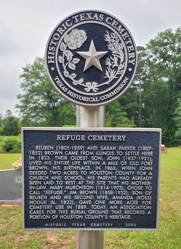 Refuge Cemetery Marker image. Click for full size.