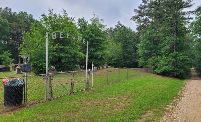 The view of the Refuge Cemetery and Marker along the road image. Click for full size.