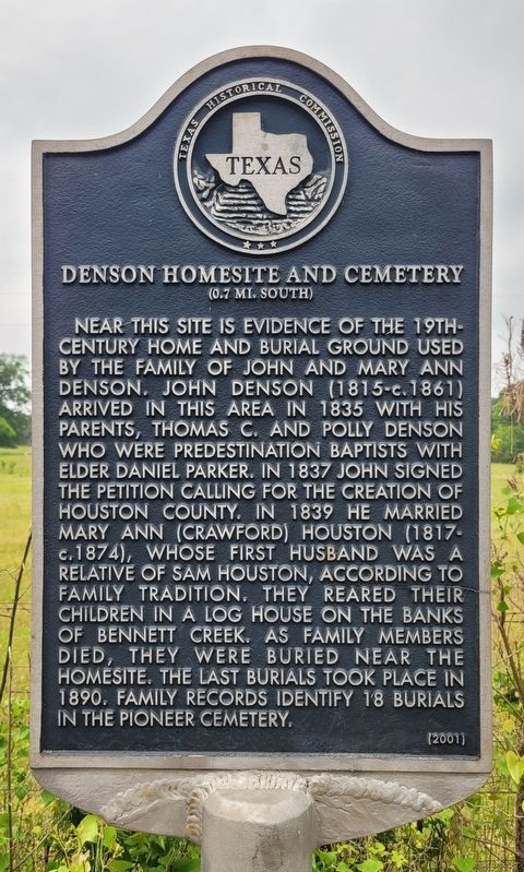 Denson Homesite and Cemetery Marker image. Click for full size.