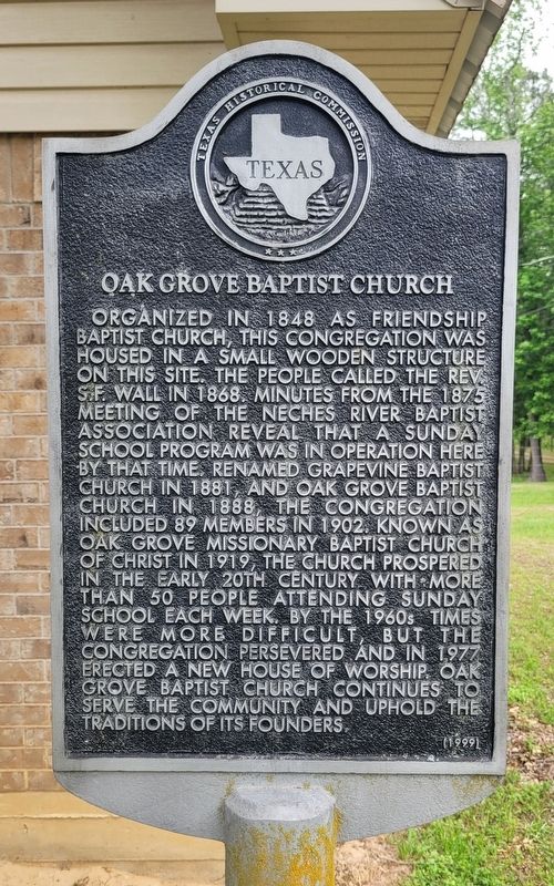 Oak Grove Baptist Church Marker image. Click for full size.