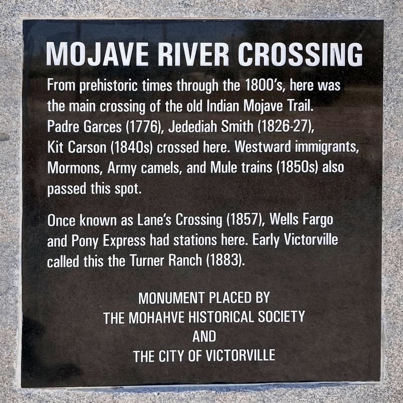Mojave River Crossing Marker. Click for full size. Mojave River Crossing Marker image. Click for full size.