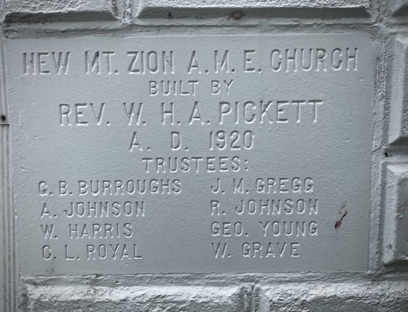 Mount Zion African Methodist Episcopal Church Marker. Click for full size. Mount Zion African Methodist Episcopal Church Marker image. Click for full size.