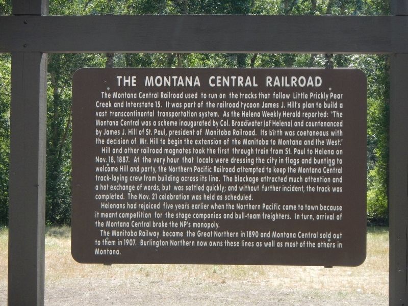 The Montana Central Railroad Marker image. Click for full size.