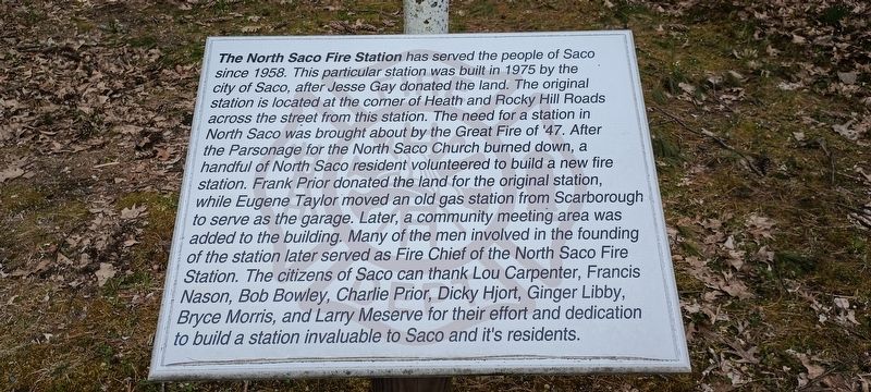 The North Saco Fire Station Marker image. Click for full size.