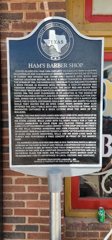 Ham's Barber Shop Marker image. Click for full size.