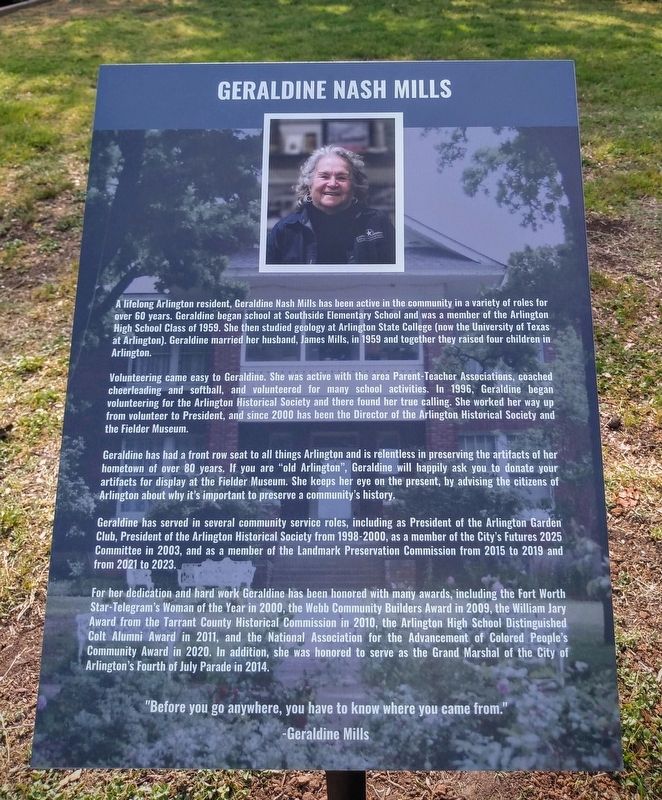 Geraldine Nash Mills Marker. Click for full size. Geraldine Nash Mills Marker image. Click for full size.