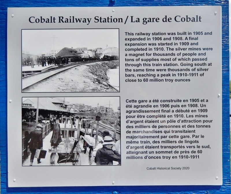 Cobalt Railway Station / La gare de Cobalt Marker image. Click for full size.