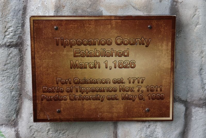 Tippecanoe County Established Marker. Click for full size. Tippecanoe County Established Marker image. Click for full size.