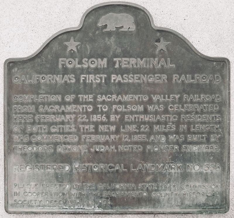 Folsom Terminal Marker. Click for full size. Folsom Terminal Marker image. Click for full size.