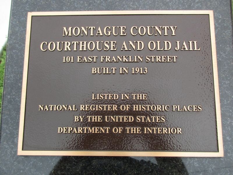 1927 Montague County Jail N.R.H.P. plaque image. Click for full size.