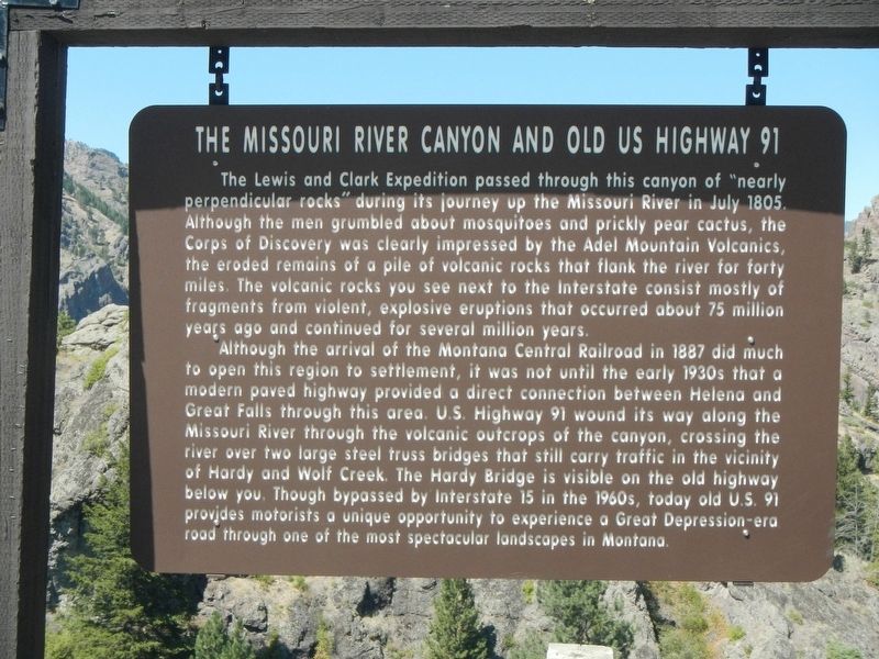 The Missouri River Canyon and Old US Highway 91 Marker image. Click for full size.