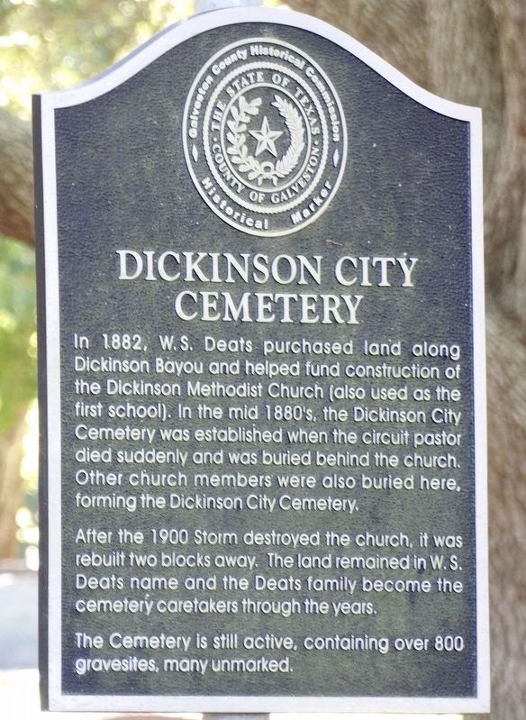 Dickinson City Cemetery Marker image. Click for full size.
