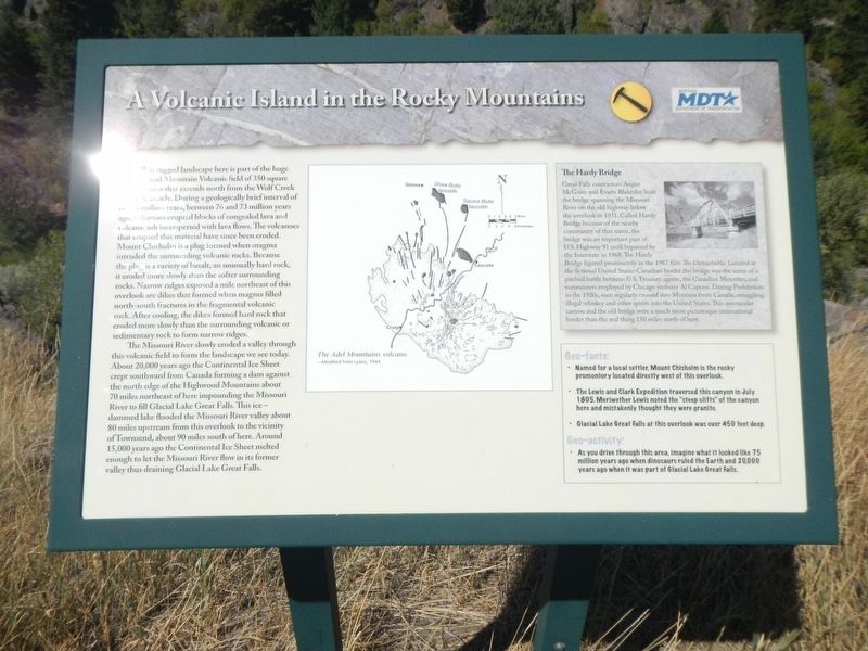 A Volcanic Island in the Rocky Mountains Marker image. Click for full size.
