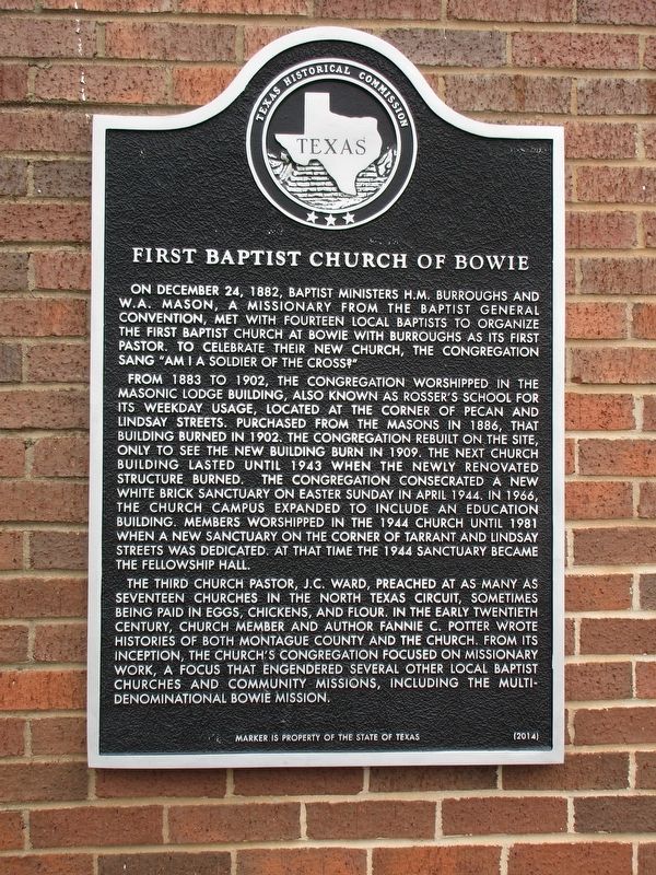First Baptist Church of Bowie Marker image. Click for full size.