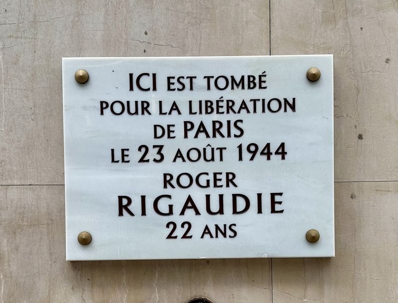 Roger Rigaudie Marker. Click for full size. Roger Rigaudie Marker image. Click for full size.