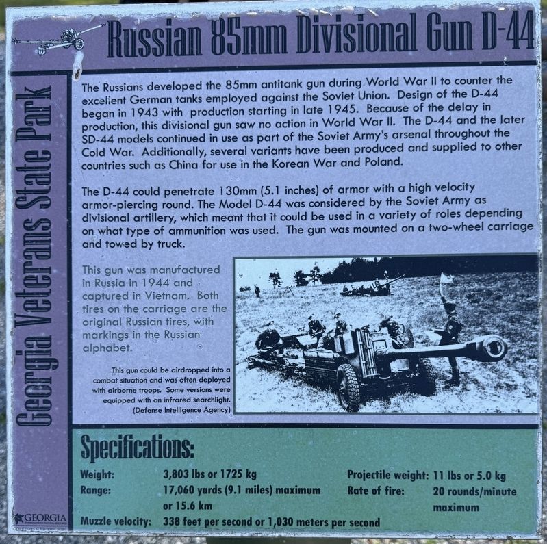 Russian 85mm Divisional Gun D-44 Marker image. Click for full size.