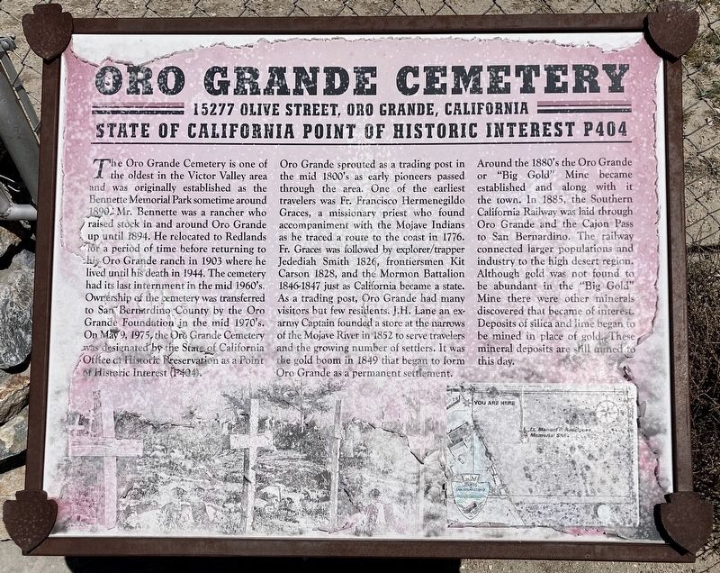 Oro Grande Cemetery Marker image. Click for full size.