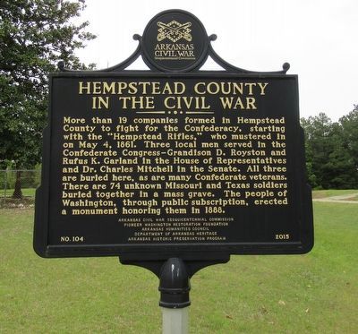 Hempstead County In The Civil War Marker. Click for full size. Hempstead County In The Civil War Marker image. Click for full size.