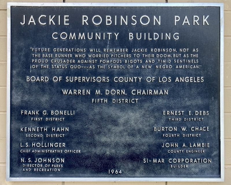 Jackie Robinson Park Marker image. Click for full size.
