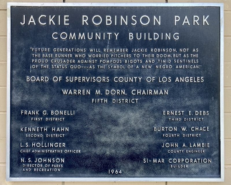 Jackie Robinson Park Marker. Click for full size. Jackie Robinson Park Marker image. Click for full size.