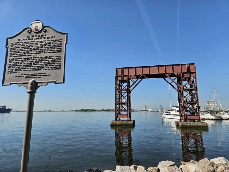 Historic Canton Marker and railroad transfer bridge image. Click for full size.