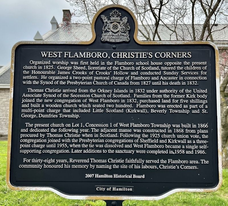 West Flamboro, Christie’s Corners Marker. Click for full size. West Flamboro, Christie’s Corners Marker image. Click for full size.