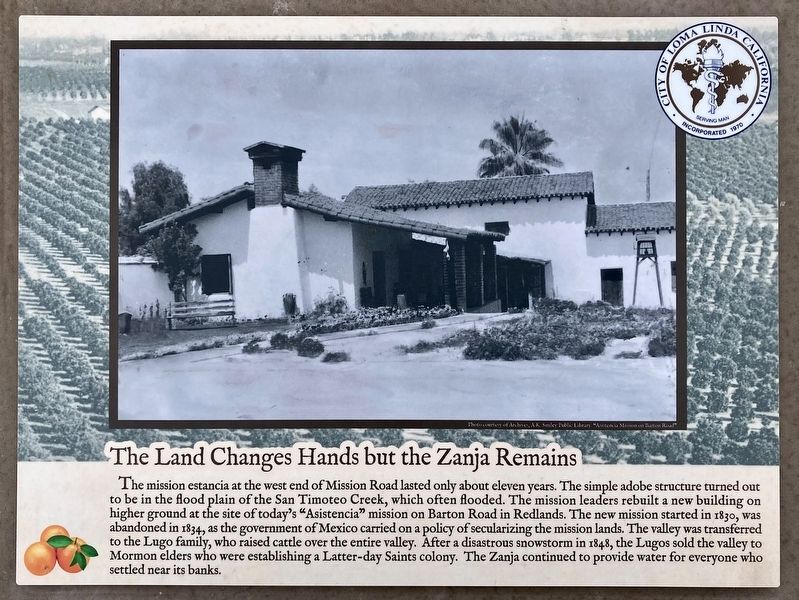 Mill Creek Zanja Marker. Click for full size. Mill Creek Zanja Marker image. Click for full size.