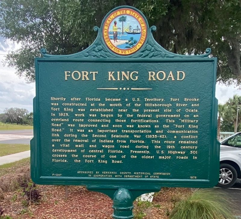 Fort King Road Marker (refurbished). Click for full size. Fort King Road Marker (refurbished) image. Click for full size.