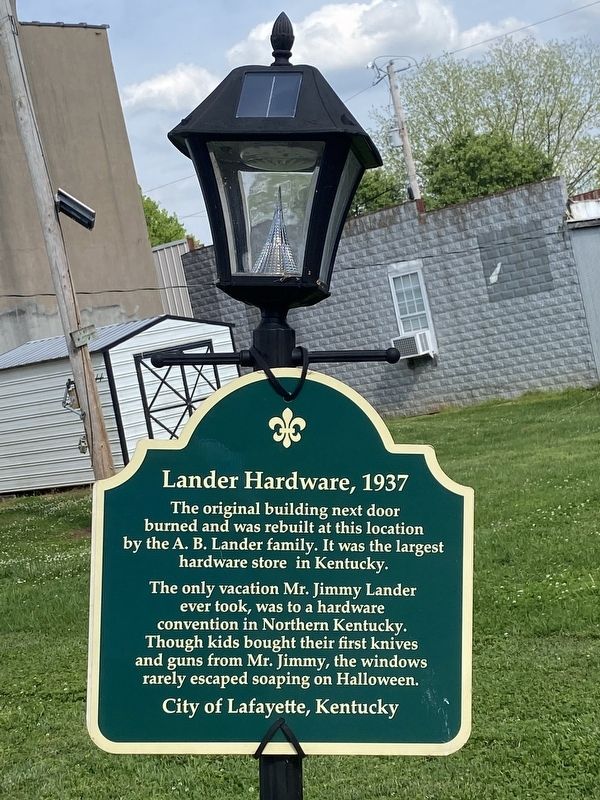 Lander Hardware, 1937 Marker. Click for full size. Lander Hardware, 1937 Marker image. Click for full size.