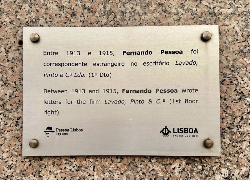 Fernando Pessoa Marker. Click for full size. Fernando Pessoa Marker image. Click for full size.