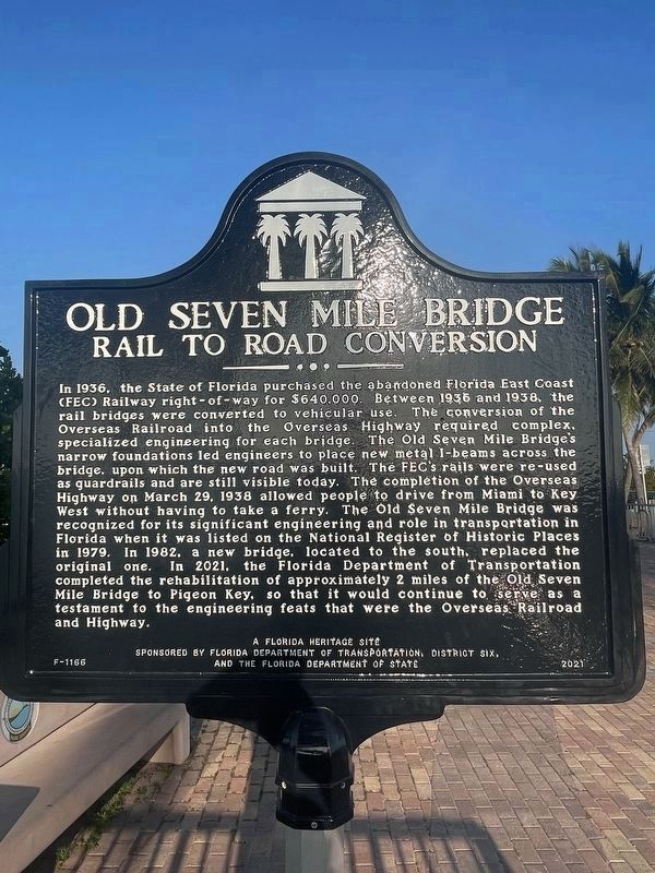 Old Seven Mile Bridge Marker image. Click for full size.