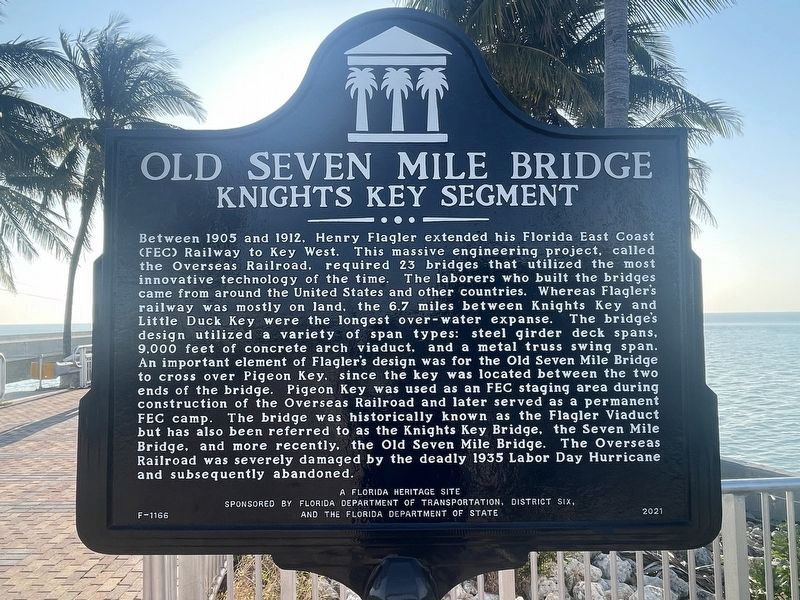 Old Seven Mile Bridge Marker image. Click for full size.