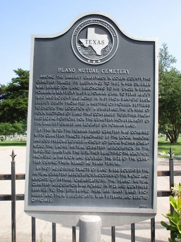 Plano Mutual Cemetery Marker. Click for full size. Plano Mutual Cemetery Marker image. Click for full size.