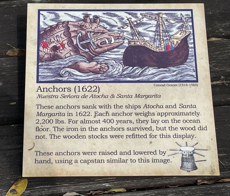 Anchors (1622),Nuestra Seρora de Atocha & Santa Margarita Marker. Click for full size. Anchors (1622),Nuestra Seρora de Atocha & Santa Margarita Marker image. Click for full size.