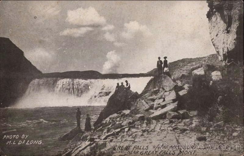 Great Falls of the Missouri before construction of the Ryan Dam image. Click for full size.