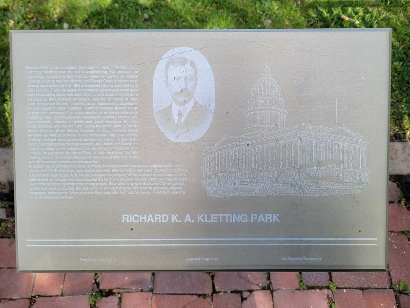Richard K.A. Kletting Park Marker image. Click for full size.