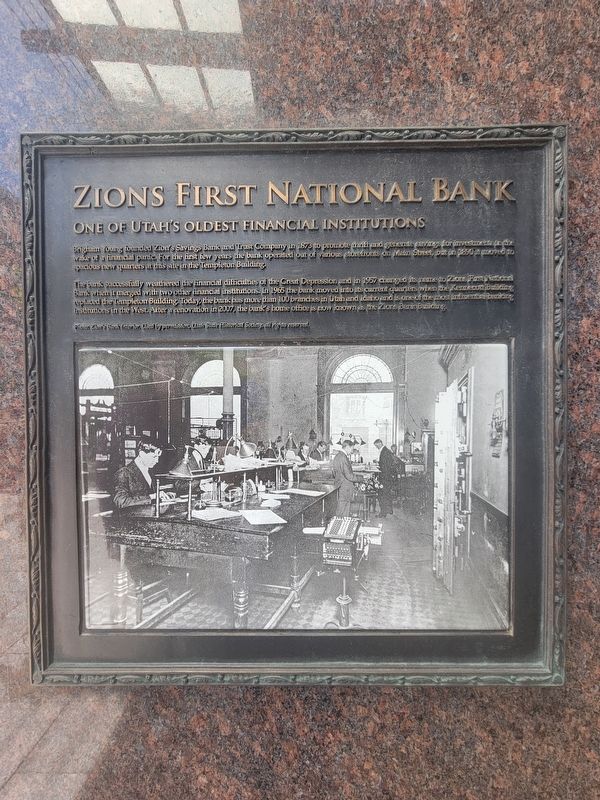 Zions First National Bank Marker image. Click for full size.