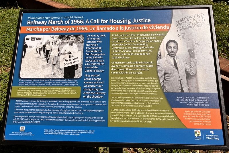 Beltway March of 1966: A Call for Housing Justice Marker. Click for full size. Beltway March of 1966: A Call for Housing Justice Marker image. Click for full size.
