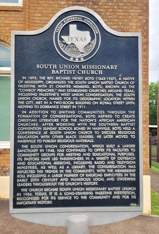 South Union Missionary Baptist Church Marker image. Click for full size.