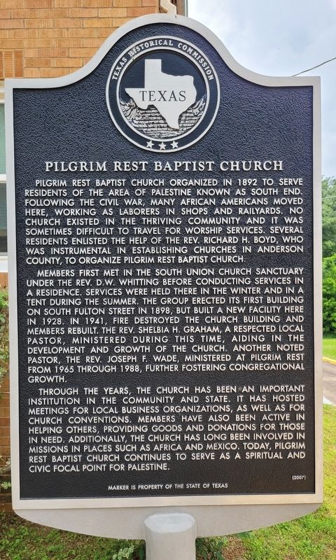 Pilgrim Rest Baptist Church Marker image. Click for full size.