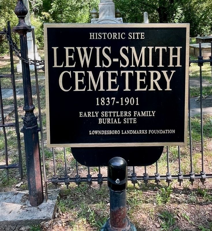Lewis-Smith Historic Cemetery Marker. Click for full size. Lewis-Smith Historic Cemetery Marker image. Click for full size.