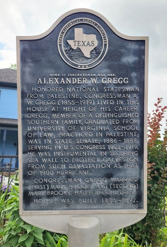 Home of Congressman and Mrs. Alexander W. Gregg Marker image. Click for full size.