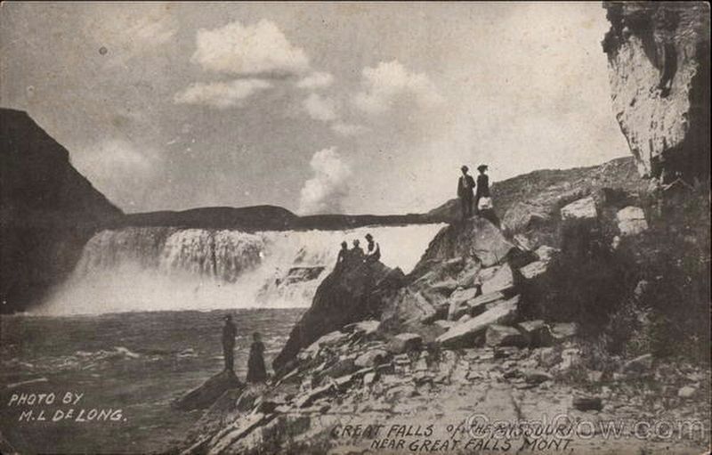 Great Falls of the Missouri before the construction of Ryan Dam image. Click for full size.