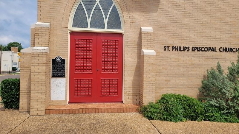 The front entrance to the St. Philips Episcopal Church of Palestine and Marker. Click for full size. The front entrance to the St. Philips Episcopal Church of Palestine and Marker image. Click for full size.