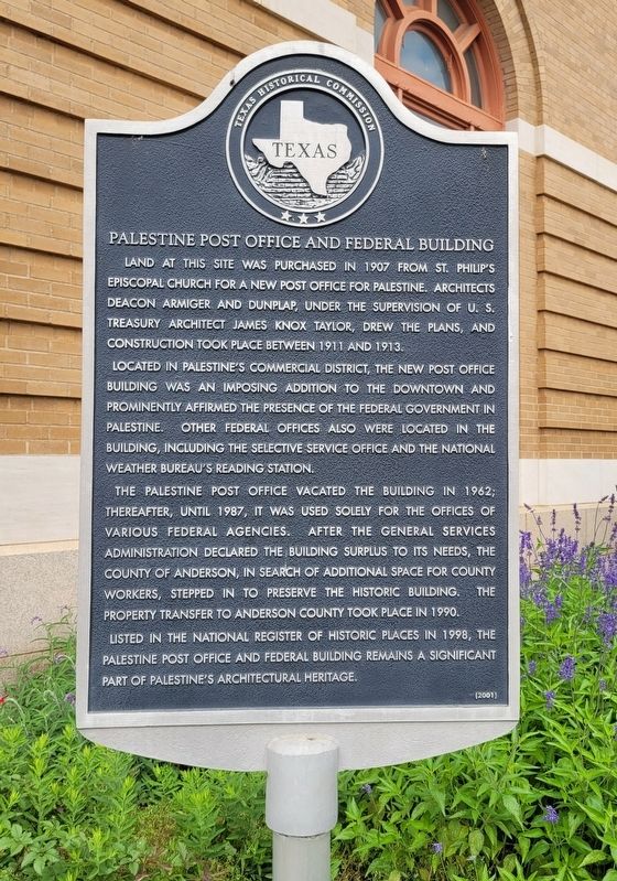 Palestine Post Office and Federal Building Marker image. Click for full size.