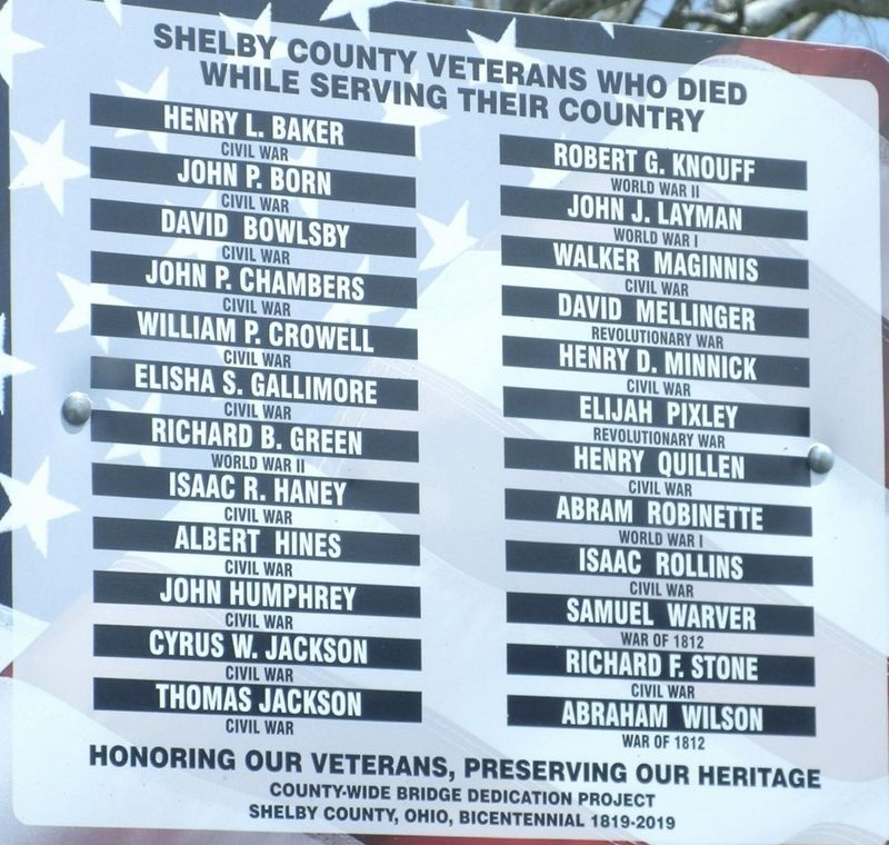 Shelby County Veterans Who Died While Serving Their Country Marker image. Click for full size.