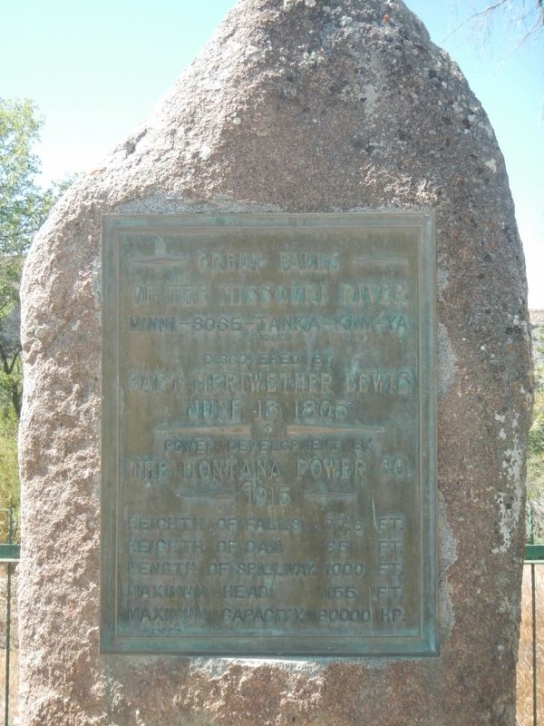 Great Falls of the Missouri River Marker image. Click for full size.