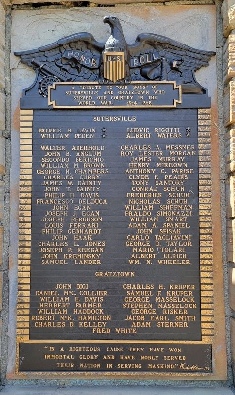 Sutersville Veterans Memorial. Click for full size. Sutersville Veterans Memorial image. Click for full size.