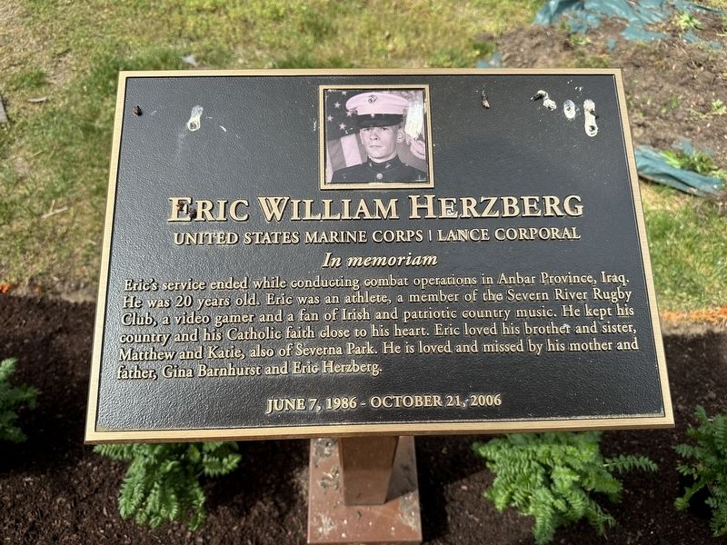 Gold Star Family Memorial - Eric William Herzberg. Click for full size. Gold Star Family Memorial - Eric William Herzberg image. Click for full size.