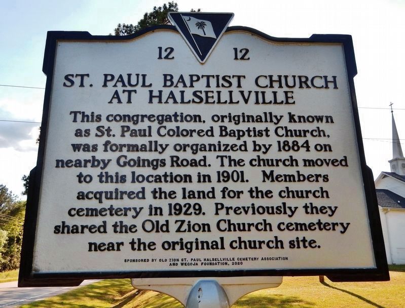 St. Paul Baptist Church at Halsellville <br>(<i>east side of marker</i>) image. Click for full size.